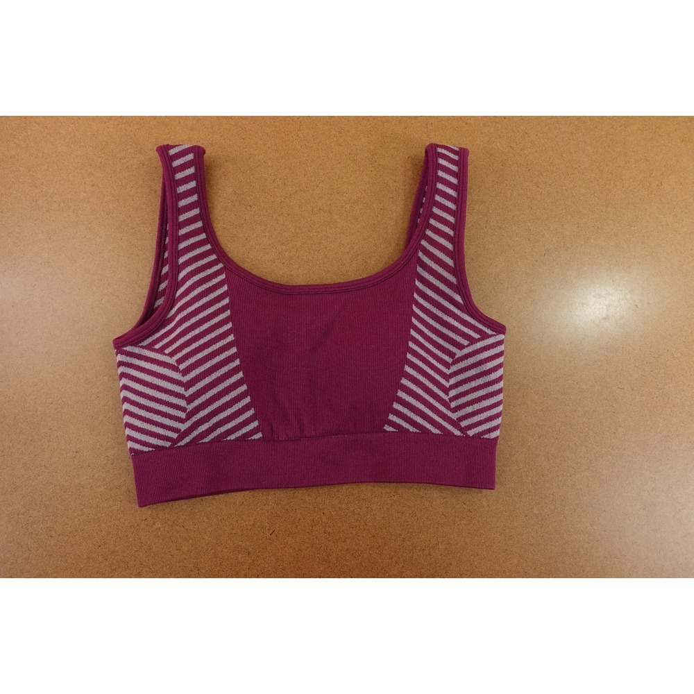 Nova Sport Womens Size Small Plum Striped Flex Form Scoop Neck Sports Bra New